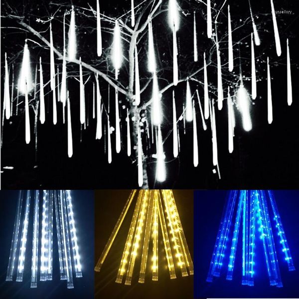 Cuerdas LED Cadena de iluminación 8 tubos 30/50 cm Lluvia de meteoritos Luces de hadas Jardín al aire libre Árbol de Navidad Guirnalda de vacaciones Decoración de la boda