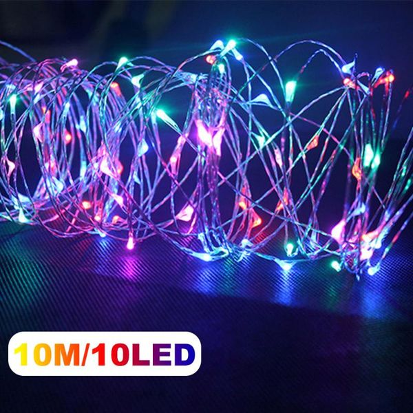 Cordes LED guirlandes lumineuses 10m 100LED fée lumière fil de cuivre batterie paysage lampe pour fête de mariage décoration de noël