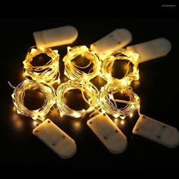 Strings LED String Lights Fairy Micro 2M 20 LED's CR2032 Batterij aangedreven zilveren draad waterdicht voor huisvakantie Decoratie