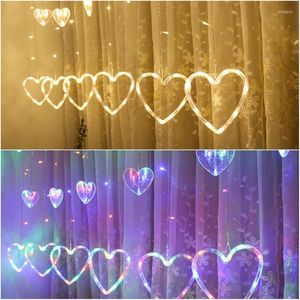 Strings LED String Lights in the Shape of Heart Curtain Kerstmis Valentijnsdag Party Fairy