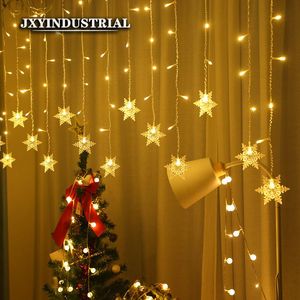 Cuerdas LED String Snowflake 3.5Meter 96LEDS Carámbano Luces navideñas Blanco / Cálido / Azul / Rojo / Verde / RGB / Rosa / Púrpura Tira de cortina con colas