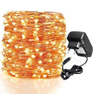 Strings LED Thrisdar 50/80/100m Fairy String Light plug -in Copper Dire Garden Firefly Lights Christmas Starry Garland met adapterled