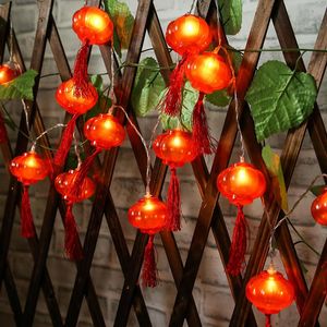 Strings Led Traditional Red Lantern String Light Christmas Battery Operated Party Chinese jaar Decoratie Night Lichtsled stringsled