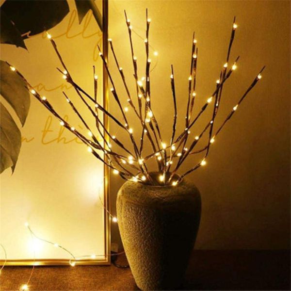 Cordes LED arbre fée lumières batterie exploitée décoration de mariage lampe de vacances branche 20 tête maison Vase lumière de noël en plein air