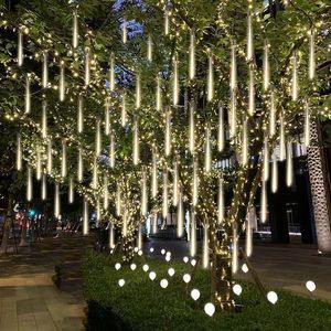 Guirlandes lumineuses 8 Tubes 30cm 50cm, pluie de météores, lumières féeriques, jardin extérieur, arbre de noël, guirlande de vacances, décoration de mariage, LED LED