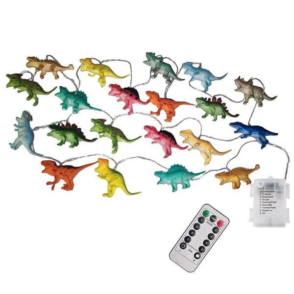 Cuerdas Encantador Dinosaurio Animal LED Luz Cadena Caja de batería para muebles para el hogar Linterna Cálido / Colorido Blanco