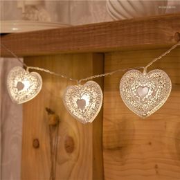 Strings Metal Love Heart 1m 2m 3m Fairy Led String Lights for Christmas Wedding House Indoor Outdoor Decoration Battery Powerededed