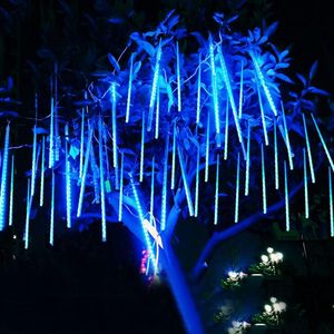 Cordes météore douche pluie lumière extérieure chute goutte de pluie glaçon de noël 8 Tube 384 LED pour fête de vacances DecorLED