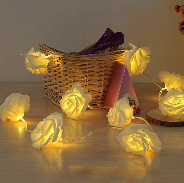 Cuerdas de 40 guirnaldas de rosas con luz Led para bodas, eventos, fiestas, decoración floral decorativa para habitación de bebé, luces LED de noche, cuerdas LED