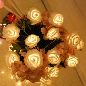 Strings Miflame 2021 Romantische LED Garland Artificial Flower Bouquet String Lights Foam Fairy Valentijnsdag Bruiloft Decoratie