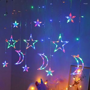 Rideaux lumineux LED en forme de lune et d'étoiles, lampe Eid Mubarak, guirlande féerique pour noël, saint-valentin, décoration de salle de mariage