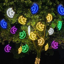 Cordes Lune Étoile Forme Suspendue Lumière Arbre De Noël Fée Chaîne Lumières Guirlande Extérieure Fête Arrière-Cour