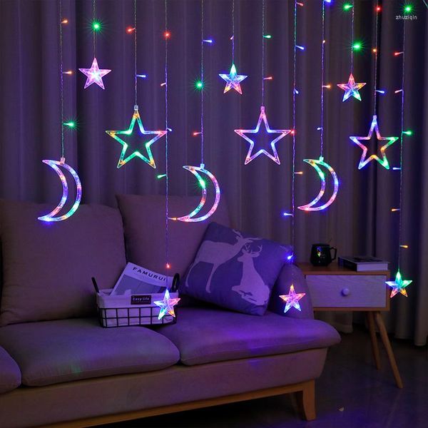 Cuerdas Moonlux 2,5 M Hada estrella Luna Led cadena de luz cortina pared decorativa impermeable USB batería lámpara decoración del hogar