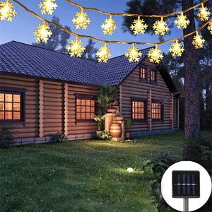 Strings Moonlux 4.5M 30 LED Sneeuwbloem Zonne -licht String Kersttuin Decoreerde waterdichte verlichting