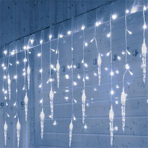 Cuerdas Navidad Ice Pick copo de nieve Led cadena luces de hadas guirnalda adornos navideños para el hogar boda jardín decoración cortina