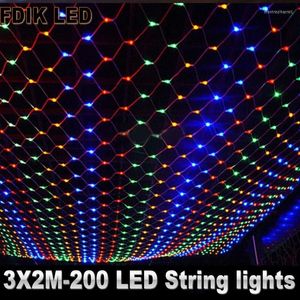 Cordes Net LED Guirlande Lumineuse 8 Modes 220V 1.5x1.5m 3X2M 2X2M Festival Décoration De Noël Année Fête De Mariage Étanche