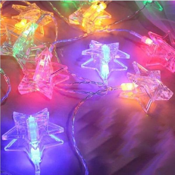 Cuerdas Luces de luz nocturna Estrella de cinco puntas Po Clip LED Cadena que brilla intensamente Flash Up Wedding Party DecorationLED