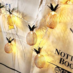 Strings Nieuwheid LED Fairy Lights 20 Metal Pineapple String Licht Batterij Kerstvakantie slingerdier voor feest trouwdecoratie