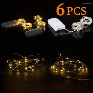 Cordes en plein air 6 pièces fil de cuivre lumière fée lampe LED chaîne pour guirlande noël fête de mariage jardin décoration alimenté par batterie