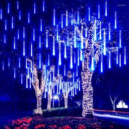 Cordes en plein air LED météore douche lumières chute de pluie goutte fée chaîne fête de noël jardin vacances décorations lampadaire