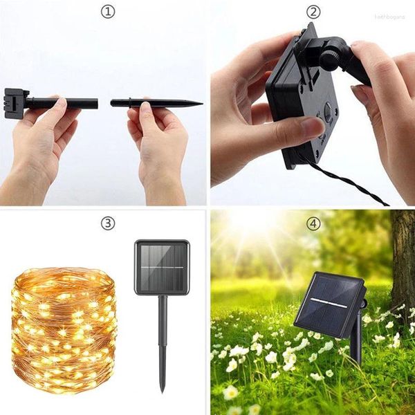 Cordes d'extérieur LED lampe solaire jardin fée chaîne étanche guirlande de noël décoration de cour pour fête de vacances 5/10/20 m