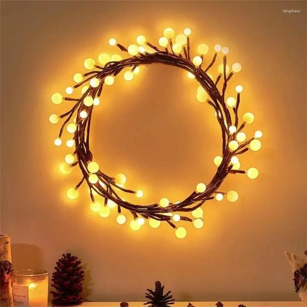 Cuerdas al aire libre LED Luz de vid Navidad Bola estrellada Hada Cadena Rama flexible Árbol para dormitorio Pared Chimenea Ventana