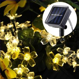 Cuerdas Guirnalda solar al aire libre Luces de hadas Festoon String Cherry Blossom 12M 7M LED para fiesta de Navidad Jardín Decoración de bodas