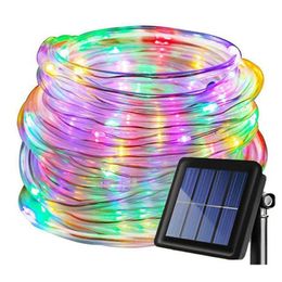 Cuerdas de luz LED Solar para exteriores, 32M/22M, Navidad, impermeable, árbol de jardín, tubo de alambre de cobre, farolillos decorativos para césped y hogar