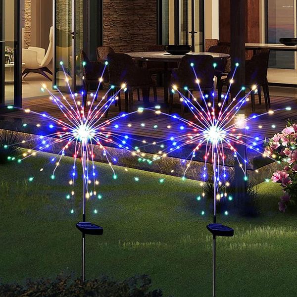 Cordes extérieures lumières solaires jardinage décoration extérieure LED lampe à feu d'artifice étanche Garlande 90/120/150 pour la pelouse de cour décor