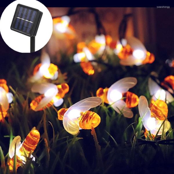 Cordes lumières solaires extérieures miel abeille Led chaîne fée guirlande décorations de noël pour jardin Patio mariage lampadaire