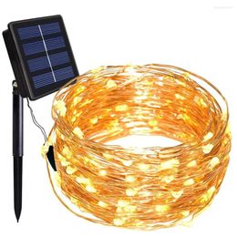 Cordes Extérieure Solaire Alimenté Fil De Cuivre LED Guirlande Lumineuse 20M 10M 5M Étanche Fée Lumière Pour Noël Jardin Décoration De Vacances