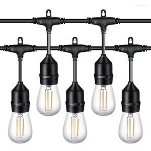 Strings Outdoor String Light 10 / 15M Lampes de patio robustes avec ampoules LED Edison Guirlande de vacances féerique de qualité commerciale