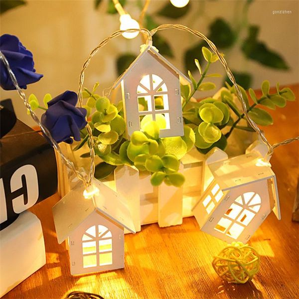 Cuerdas PheiLa LED Luces de cadena creativas Mini linda casa alimentada por batería para decoración de vacaciones Dormitorio Sala de estar Balcón