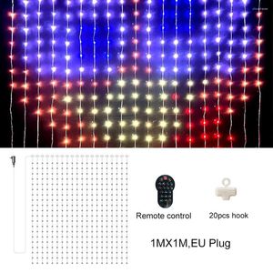 Strings draagbaar gordijn slinger of thuisjaar lamp 2m led sprookjes lichten US uk EU App Control Light Bluetooth RGB