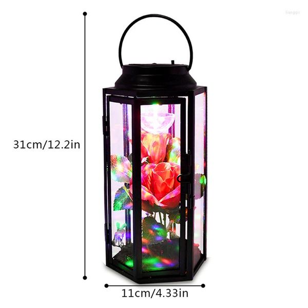 Cuerdas LED recargable Lámpara de viento rosa con cúpula de vidrio y marco de metal 11 31 cm Regalo ornamental para la boda del día de San Valentín K888