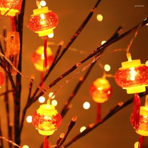 Strings Red Lantern Chinese Tassel LED String Lights Batterij bediende bruiloft Decoraties Jaar Decor 3 m 20 Licht