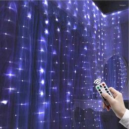 Strings Remote Control Light String 3x3m USB 300Led Chips Gordijn met voor thuisfeestdecoratie