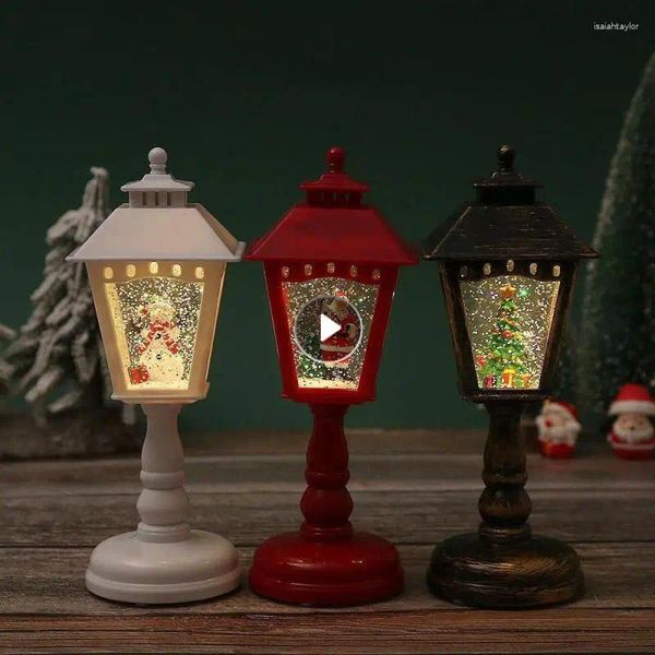 Cuerdas Retro lámpara cuadrada Santa Claus luz nocturna Navidad LED luces de viento árbol adornos decoración del hogar regalo