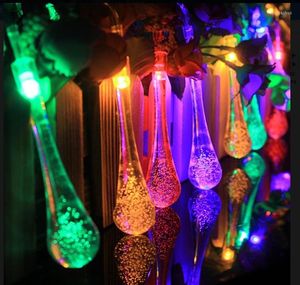 Strings RGB 20 LED Christmas Fairy Crystal Glass Water Drop String Lights For Wedding Party Festival Outdoor Indoor Lighting