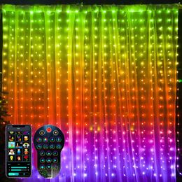 Cordes RGB Smart Rideau Lumières DIY LED Chaîne Fée Guirlande Lampe Pour Chambre Navidad Décoration De Noël Garden Party En Plein Air