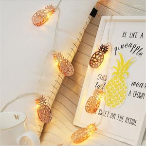 Snaren rosé goud ananas led verlichting sprookjes touw licht warm wit met batterij voor bruiloftsfeestje vakantiedecoratie