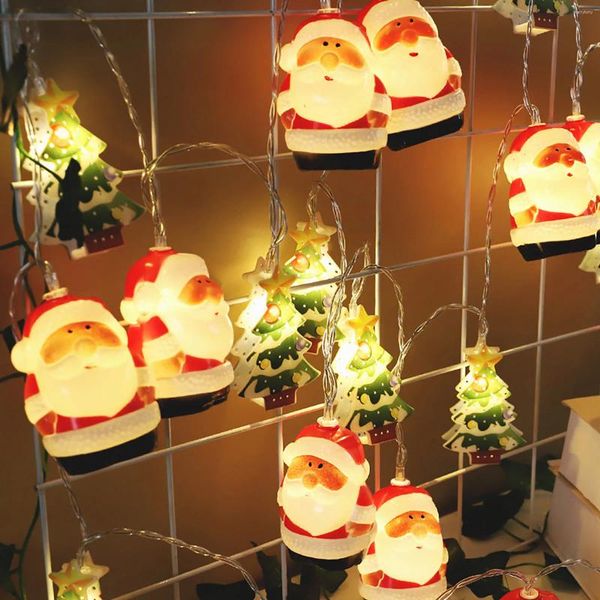 Cuerdas Santa Claus Cabeza Luz Cadena Al aire libre Impermeable Creativo Muñeco de nieve Led Decoración navideña