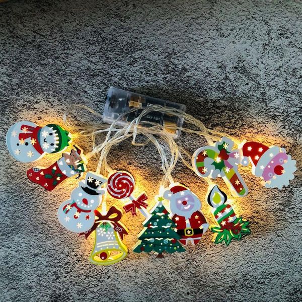 Cordes Père Noël Bonhomme De Neige Guirlande Lumineuse Canne Arbre De Noël Chaussettes Flocon De Neige Décoration USBLED CordesLED LED