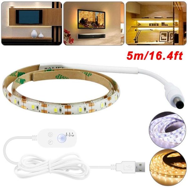 Strings Smart Dimmable PIR Motion Sensor LED Strip Lights SMD2835 USB Escalier Armoire Placard Lampe Chambre Décoration Éclairage Intérieur