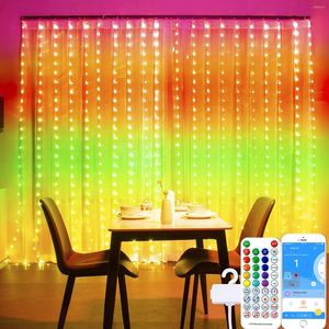 Strings Smart Led LED Gordijn String Lights Christmas Decoration App Remote Control Fairy USB Garland Lamp Navidad Wedding Slaapkamer Buiten