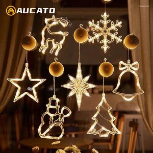 Cordes flocon de neige lumière LED noël père noël suspendu ventouse lampe fenêtre ornements décoration pour la maison Navidad