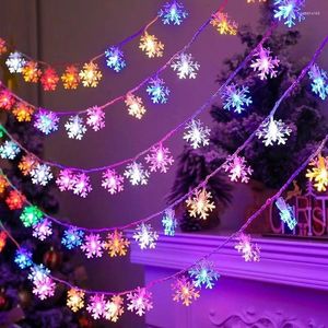 Guirlande lumineuse LED flocon de neige, décoration de fête de noël, maison, cadeaux du père noël, bonne année 2024