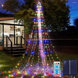 Strings Solar Christmas Tree Waterfall Licht 9x3.5m 350 LED Outdoor Garland Fairy Icicle 8mode voor tuinbrugde decor