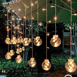 Strings Solar Curtain Lights Led Lanterns Flashing String Lamps Stars Wish Ball Outdoor Courtyard Holiday Decoration