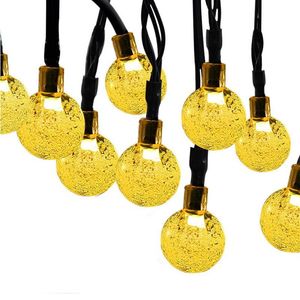Strings Guirlande lumineuse à énergie solaire, ampoules claires, lanternes de noël, boule de perles à bulles, 60 lumières clignotantes de décoration extérieure, LE251s